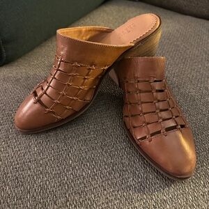 Crevo Cognac Leather Mules NWOT